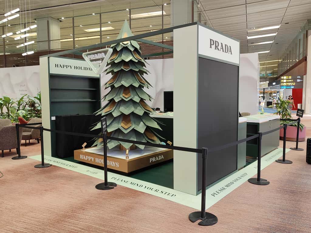 Prada Holiday pop-up lightbox at Changi Airport Terminal 1